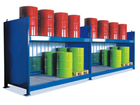 Vatencontainer 2230x6200x1390mm 40x200l 2 Vakniveaus Opvangbak 2x450l