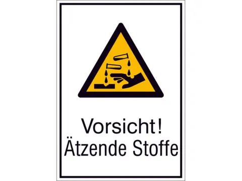 waarschuwings-combibord,v. binnen/buiten,Pas op! Bijtende stoffen