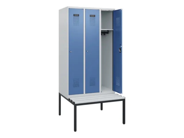 locker met bank,HxBxD 1950x900x815mm,3vak,vak B 300mm,cilinderslot