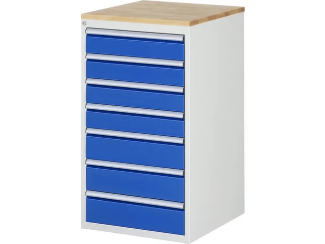 ladekast 1035x580x650mm 7laden cilinderslot RAL7035 RAL5010 beuken