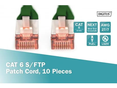 CAT 6 S-FTP patchkabel Cu LSZH AWG 27/7 Lengte 2m 10 stuks Groen