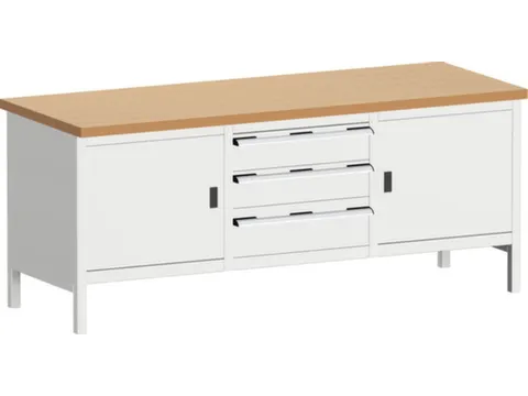 bloc établi HxlxP 840x2000x750mm plateau hêtre rouge force 1200kg