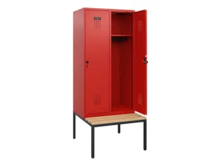 locker met bank,HxBxD 1950x800x815mm,2vak,vak B 400mm,draaigrendel - 1
