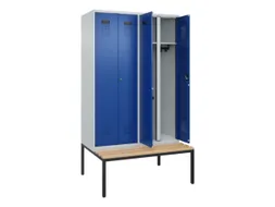 locker met bank,voor scheiding van kleding,HxBxD 2120x1200x815mm,4vak