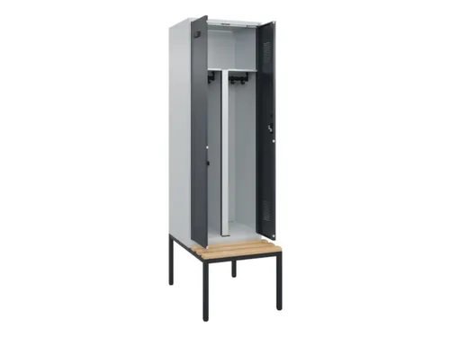 PBM-locker met bank,HxBxD 2120x600x815mm,2vak,vak B 300mm