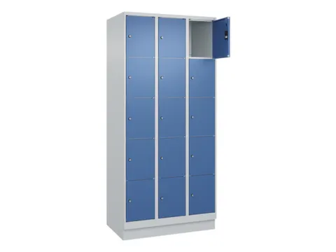 lockerkast,HxBxD 1950x900x500mm,3x5vakken,vak B 300mm,cil.-slot,sokkel