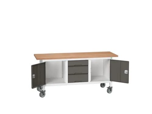werkbank,HxBxD 830x1750x600mm,multiplexblad,uitrusting: 3laden,2kasten