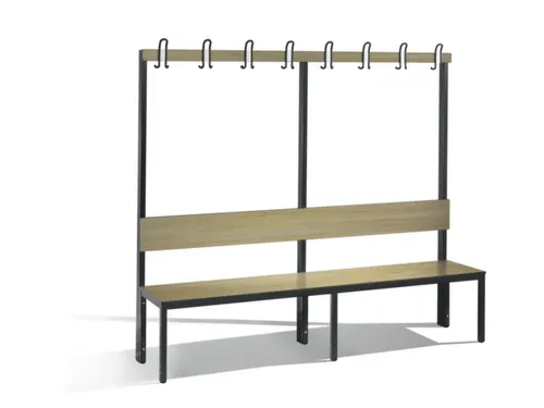 omkleedbank,HxLxD 1710x2000x407mm,HPL eiken-sereno,frame staal RAL7021