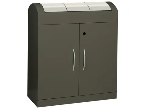 Afvalverzamelstation 3x45 Liter Romp Soft-Mokka Inworpkleppen Rvs