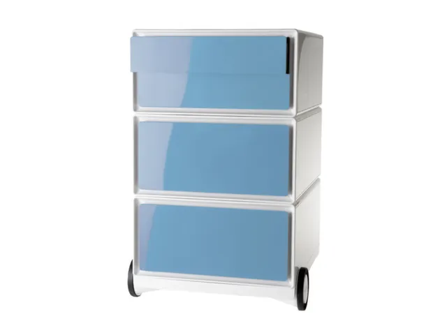 mobiel ladeblok,HxBxD 642x390x436mm,4lade(n),romp wit,front blauw