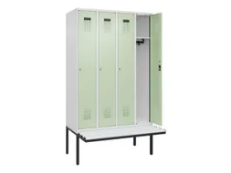 locker met bank,HxBxD 2120x1200x815mm,4vak,vak B 300mm,cilinderslot