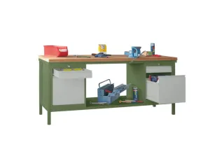 Werkbank 900x2000x700mm 4laden Frame/behuizing Ral6011 Front Ral7035 - 2
