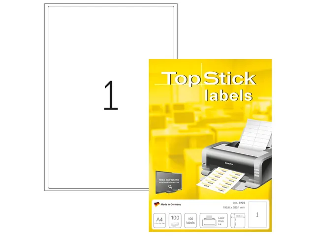 Etiketten universele labels A4 permanent 199,6x289,1mm Wit 100 stuks