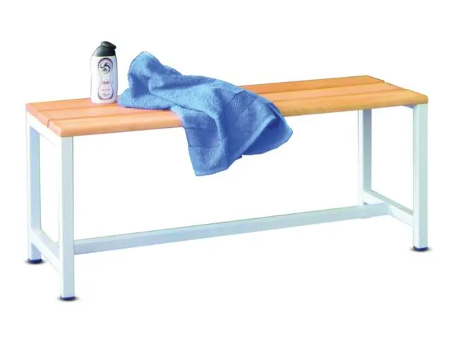 banc-patère,LxP 1000x370mm,barrettes en bois hêtre,piètement RAL703