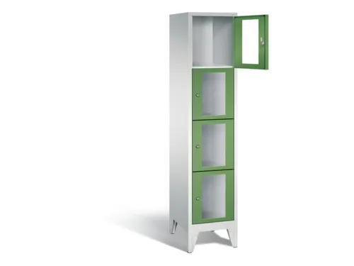 Lockerkast 1850x420x500mm 1x4 vakken Cilinderslot Poten, RAL6011