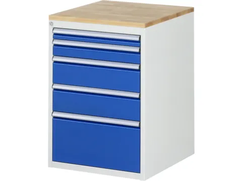 ladekast 825x580x650mm 5laden cilinderslot RAL7035 RAL5010 beuken