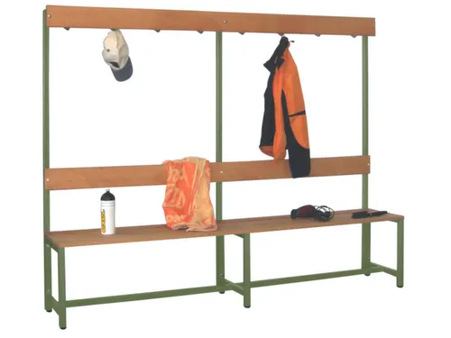 Omkleedbank LxB 2000x400mm Houten Latten Haken Enkelzijdig RAL6011