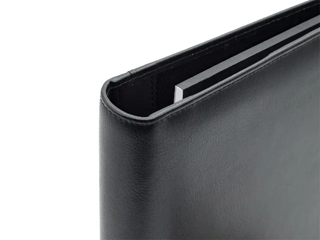 Schrijfmap van der Spek A4 4-rings 25mm O-mechaniek leer met nerf zwar