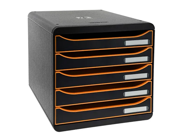 Module de classement Big Box Plus 5 tiroirs Black Office - Noir/orange