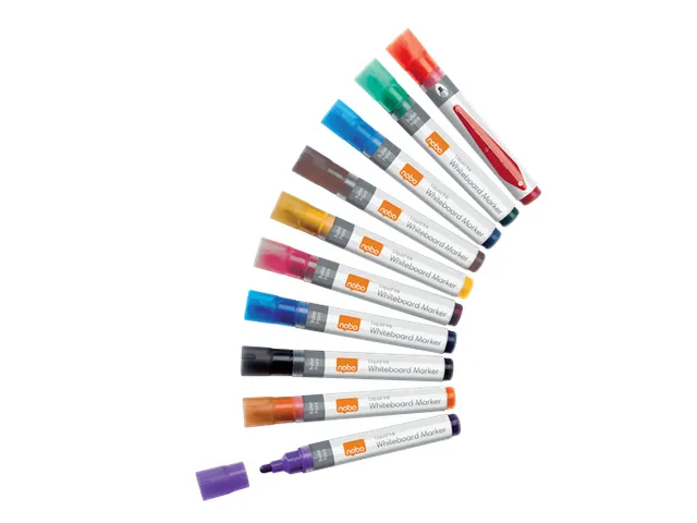 Viltstift Nobo whiteboard Liquid ink rond assorti 3mm 10st
