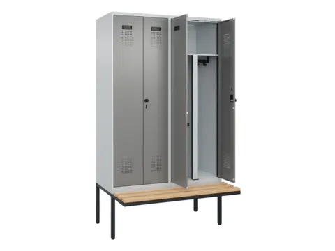 PBM-locker met bank,HxBxD 2120x1200x815mm,4vak,vak B 300mm