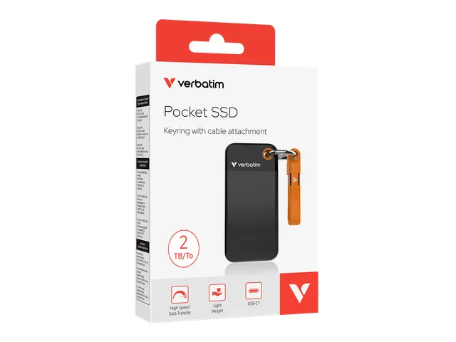 Pocket SSD Sleutelhanger met kabelbevestiging 2TB Zwart/Oranje
