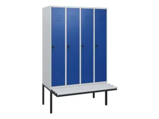 locker met bank,HxBxD 1950x1200x815mm,4vak,vak B 300mm,draaigrendel - 1
