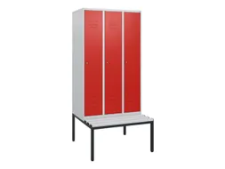 locker met bank,HxBxD 1950x900x815mm,3vak,vak B 300mm,cil.-slot