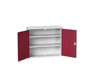 wandkast 900x1050x350mm 2xStalen bodem sokkel Ral 7035 front Ral 3004 - 1