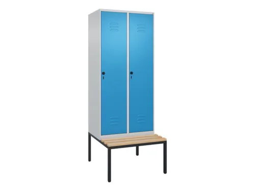 locker met bank,HxBxD 2120x800x815mm,2vak,vak B 400mm,draaigrendel