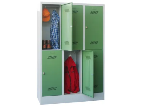 dubbeldekse locker,HxBxD 1850x1200x500mm,3x2vak.,RAL7035,front RAL7016