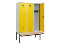 locker met bank,HxBxD 1950x1200x815mm,3vak,vak B 400mm,cilinderslot