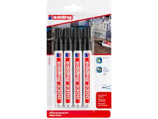Viltstift edding 3300 schuin 1-5mm blister à 4 stuks zwart - 1