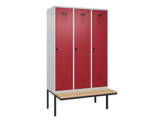 locker met bank,voor scheiding van kleding,HxBxD 2120x1200x815mm,3vak - 2