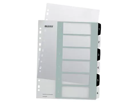 WOW printbare index, 6 tabs, zwart-wit