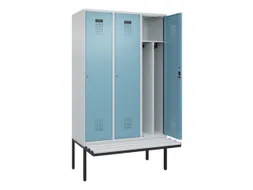 locker met bank,voor scheiding van kleding,HxBxD 2120x1200x815mm,3vak