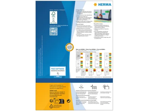 HERMA 4401 Gekleurde etiketten A4 210x297mm Geel 100 stuks