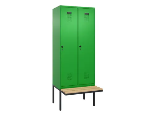 locker met bank,HxBxD 2120x800x815mm,2vak,vak B 400mm,draaigrendel