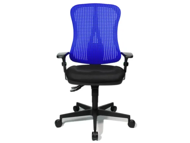 Siège Bureau Pivotant Assise Noir Dossier Maille Bleu