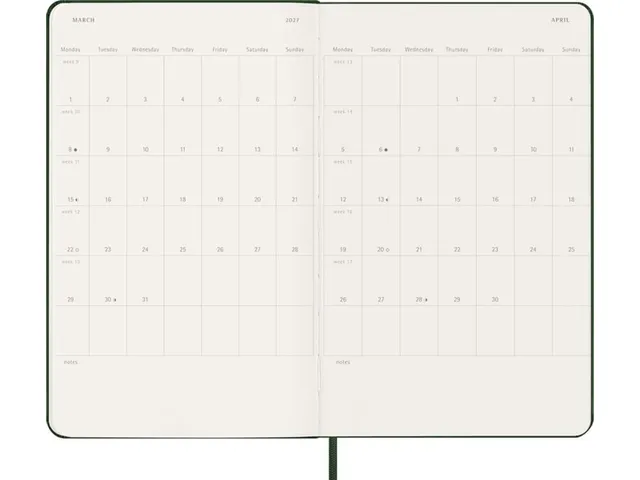 Agenda 2027 Moleskine 12M Weekly 7dag/1pagina large hc myrtle green