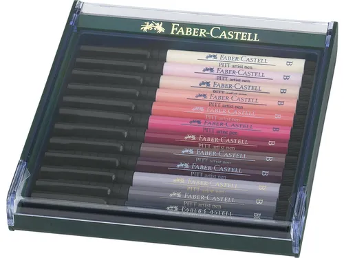 Tekenstift Faber Castell Pitt Artist Pen Brush Set 12 Stuks Skin