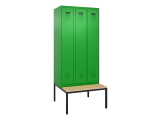 locker met bank,HxBxD 2120x900x815mm,3vak,vak B 300mm,cilinderslot - 2