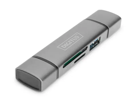 Digitus DA-70886 geheugenkaartlezer USB 3.2 Gen 1 Type-A/Type-C Alumin