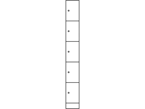 lockerkast,HxBxD 1950x240x480mm,1x5vakken,romp RAL7021,front RAL7021