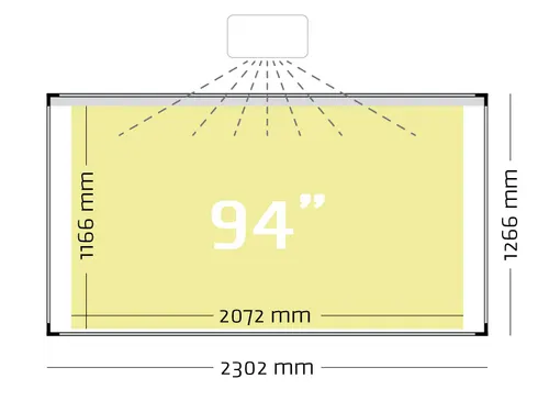 Projectiebord 126x231cm 16:9 mat wit Extraflat finger touch