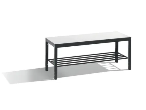omkleedbank,HxLxD 401x1000x353mm,HPL wit,frame staal RAL7021