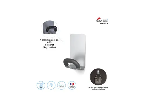 Magnetische Kapstokhaak zilver / zwart draagkracht 5 kg