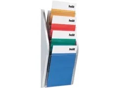 Folderhouder Helit wand 4x A4 zilver