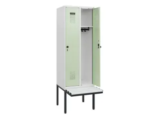 locker met bank,HxBxD 1950x600x815mm,2vak,vak B 300mm,draaigrendel - 1