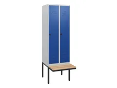 locker met bank,HxBxD 1950x600x815mm,2vak,vak B 300mm,draaigrendel